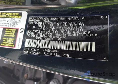 2014 Toyota Venza Xle z USA, uszkodzony, nr VIN 4T3BA3BB2EU060600